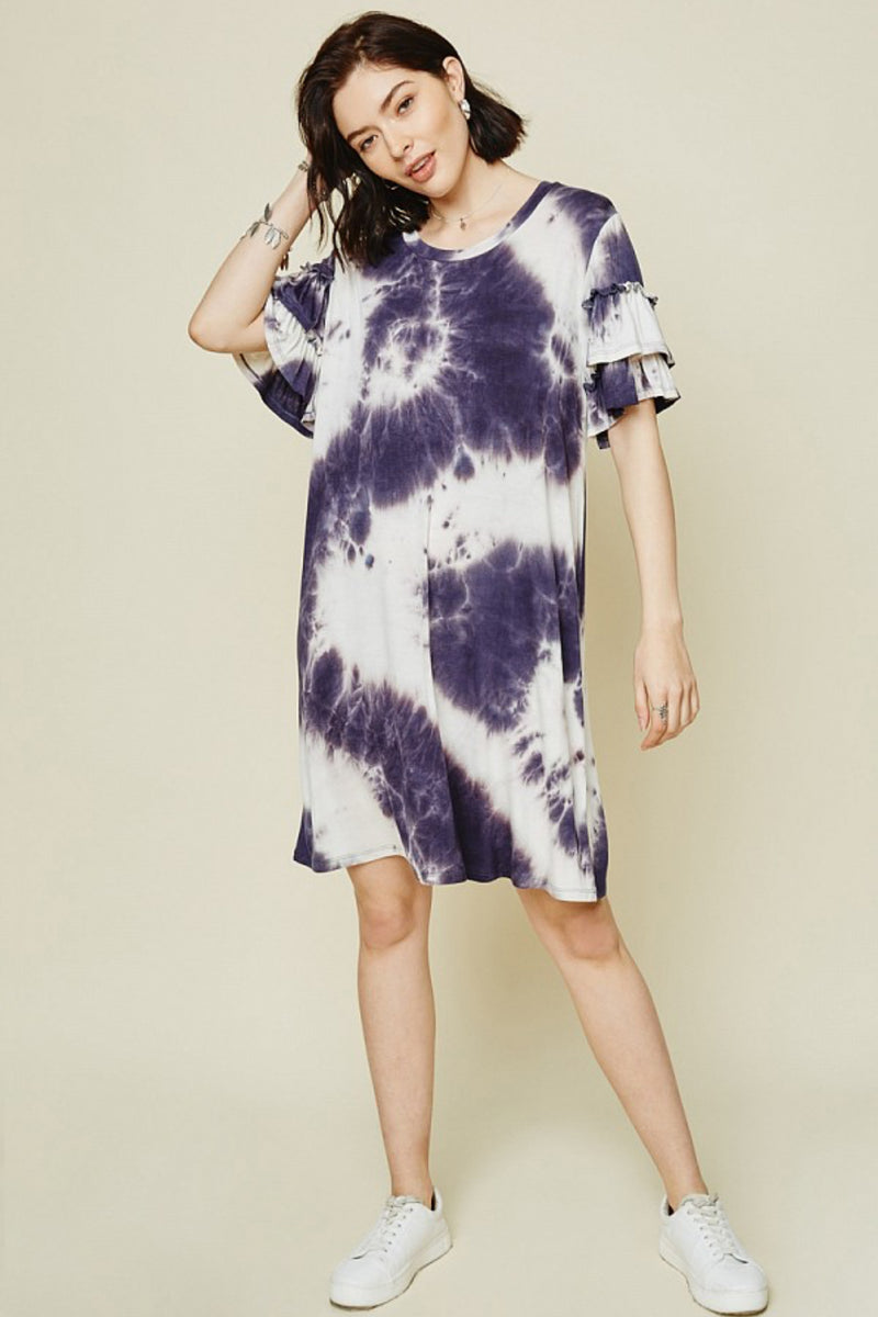 fitted lace wedding dress Purple Tie-Dye & Dots Sleeveless Dress main image 1
