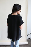 Kira Rolled Sleeve Top Black