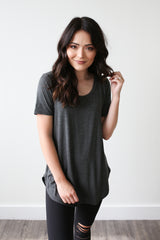 Bailey Scoop Neck Tee Charcoal